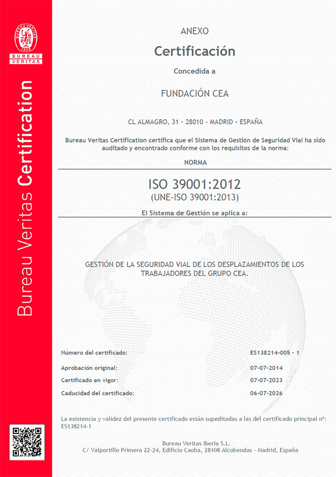 Certificado de seguridad vial ISO 39001