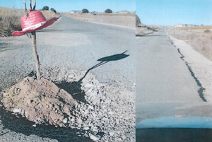 Estado lamentable de la carretera entre El Moralejo y Caravaca de la Cruz