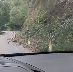Burgos - Arceniega - BU 550 PK 43 - Carretera invadida por piedras